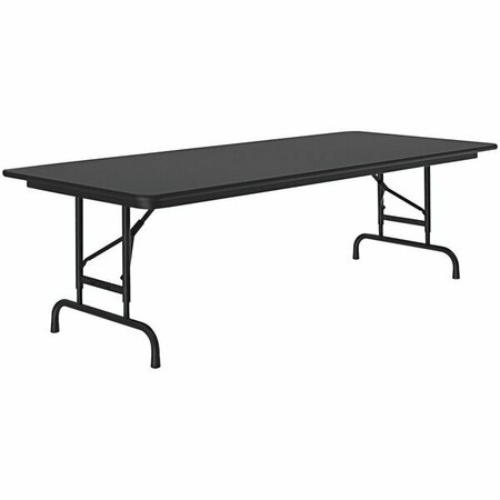 CORRELL 30x60'' Black Granite Table, Height Adjustable, Folding, Black Frame. 384FA3060TFB